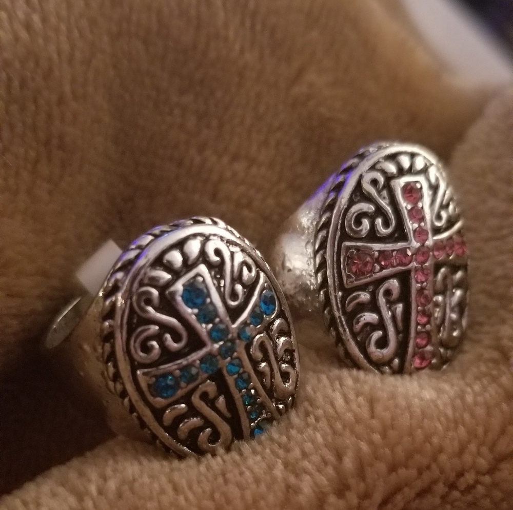Holy Cross Pink Stainless Steel Ring 6
